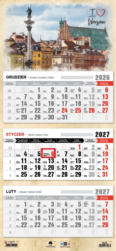 Kalendarz trójdzielny KT-2 Premium (wypukła główka) Pan Kalendarzyk